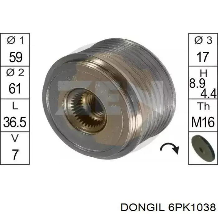 6PK1038 Dongil ремень генератора