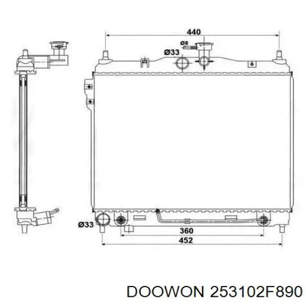 Радиатор охлаждения двигателя Doowon 253102F890 цена, от 68.41 USD
