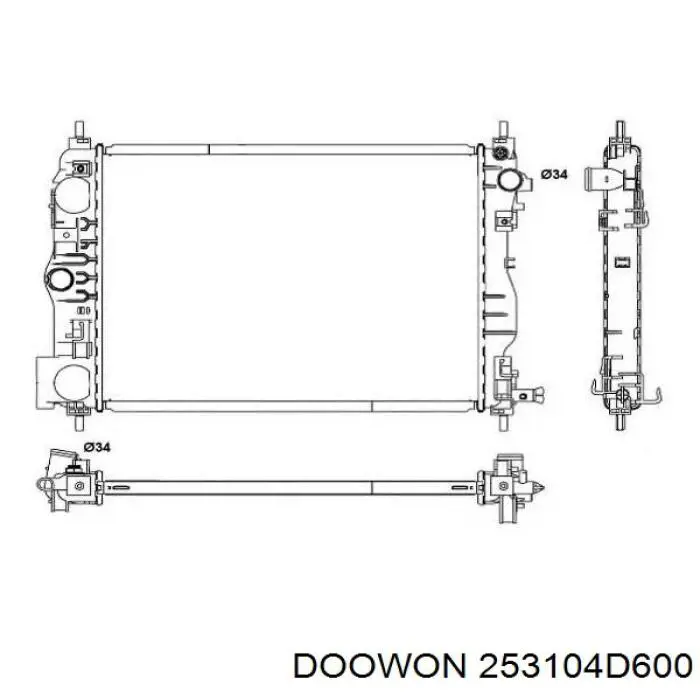 Радиатор охлаждения двигателя Doowon 253104D600 цена, от 166.45 USD