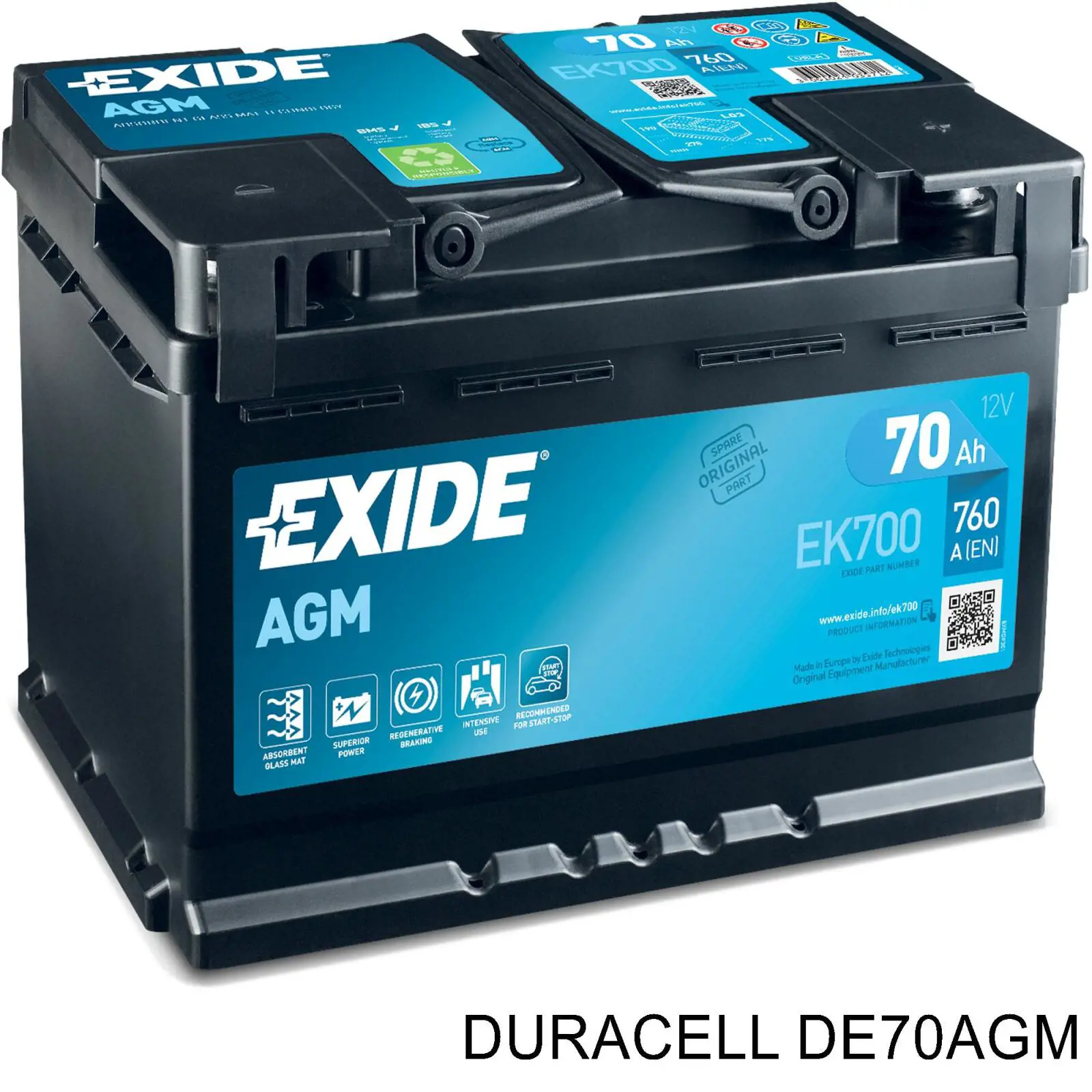 Аккумулятор автомобильный Duracell DE70AGM цена, от 198.85 USD