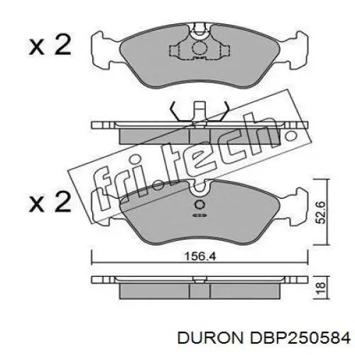 DBP250584 Duron колодки тормозные передние дисковые