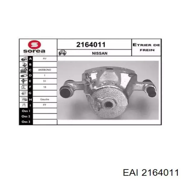 Суппорт тормозной передний левый 4101116R91 Nissan