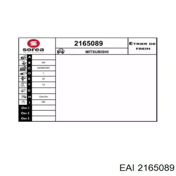 2165089 EAI suporte do freio traseiro esquerdo