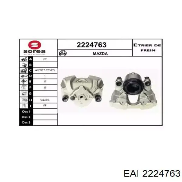 Суппорт тормозной передний левый GP9A3371XA Mazda