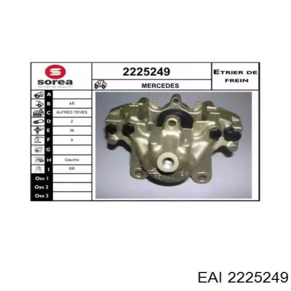Суппорт тормозной задний левый 2225249 EAI
