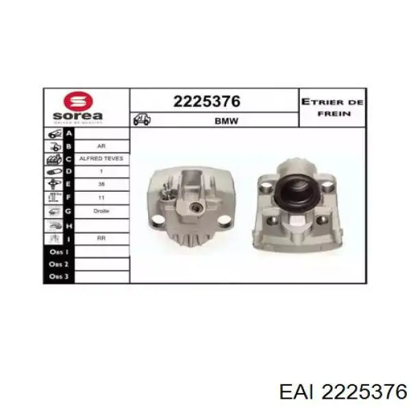 2225376 EAI suporte do freio traseiro direito