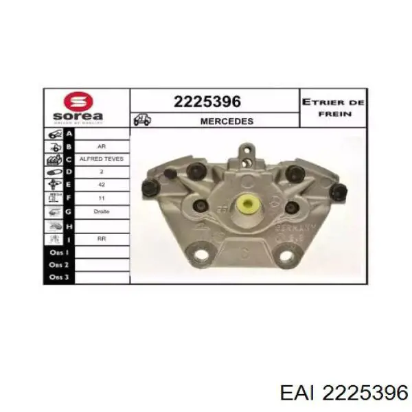 2225396 EAI suporte do freio traseiro direito