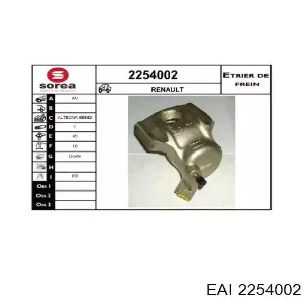 2254002 EAI suporte do freio dianteiro direito