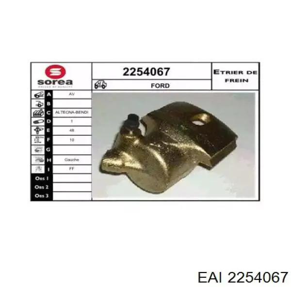 Суппорт тормозной передний левый 2254067 EAI