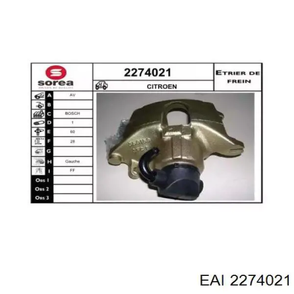 Суппорт тормозной передний левый 2274021 EAI