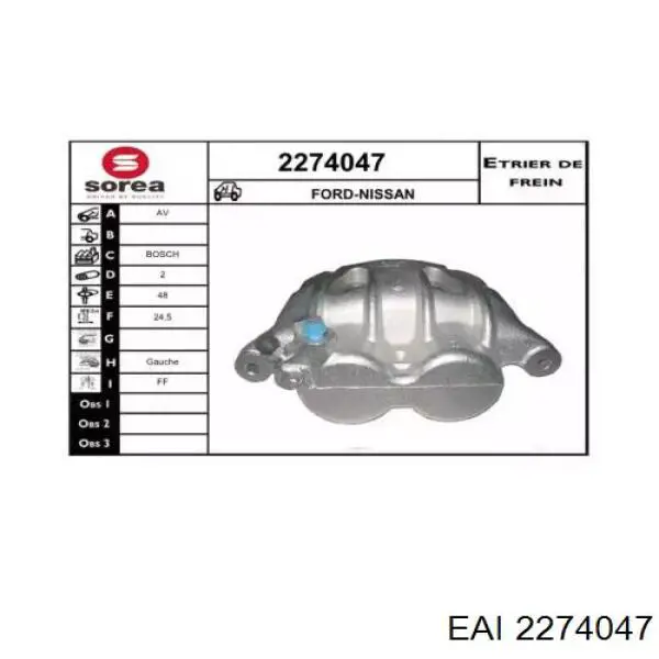 Суппорт тормозной передний левый 2274047 EAI