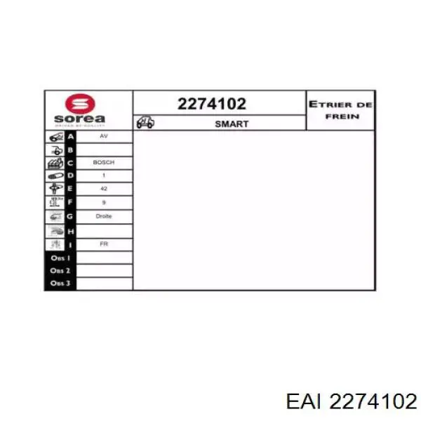 2274102 EAI суппорт тормозной передний правый