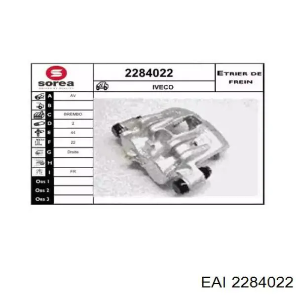 2284022 EAI suporte do freio dianteiro direito