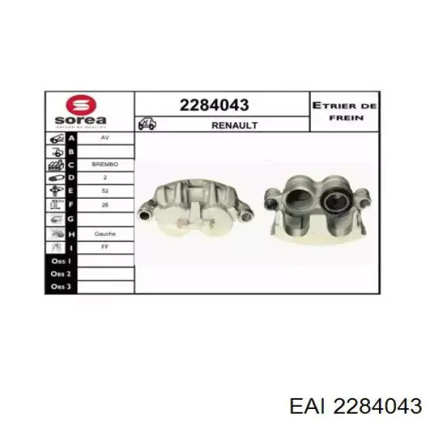 Суппорт тормозной передний левый 5001848129 Renault (RVI)