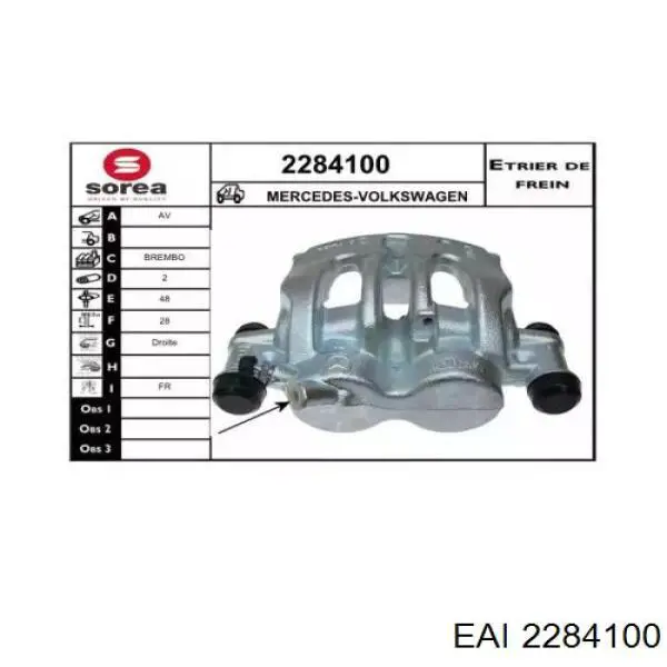 2284100 EAI суппорт тормозной передний правый