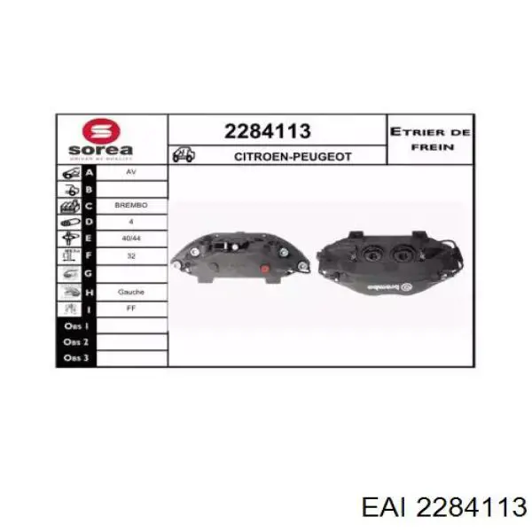 Суппорт тормозной передний левый 00004401F4 Peugeot/Citroen