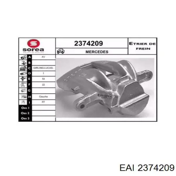 A0014201483 Mercedes суппорт тормозной передний левый