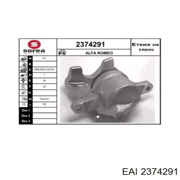 Суппорт тормозной передний левый 60743572 Fiat/Alfa/Lancia