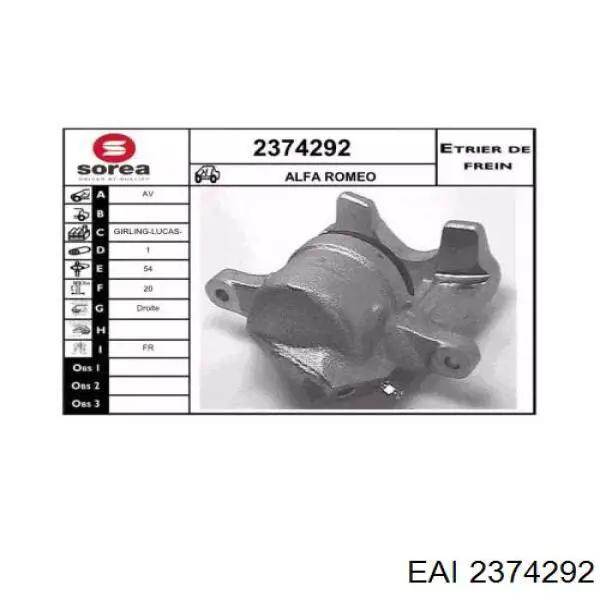 Суппорт тормозной передний правый 60743571 Fiat/Alfa/Lancia