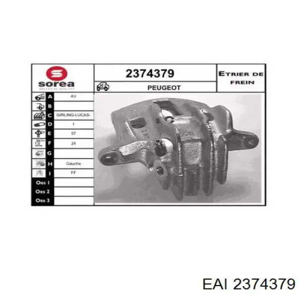 Суппорт тормозной передний левый 00004401A0 Peugeot/Citroen