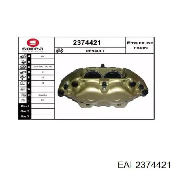 Суппорт тормозной передний левый 5000392501 Renault (RVI)