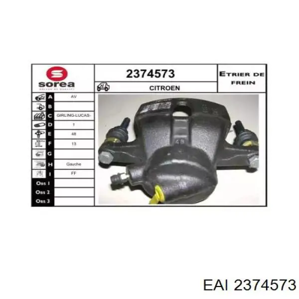 Суппорт тормозной передний левый 2374573 EAI