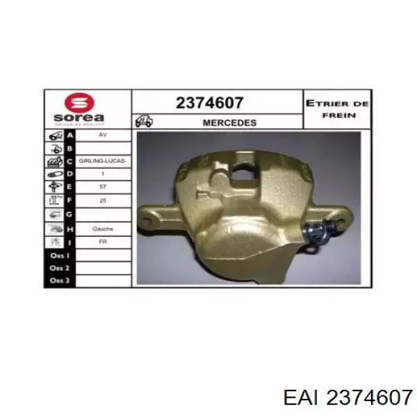 Суппорт тормозной передний левый 2374607 EAI