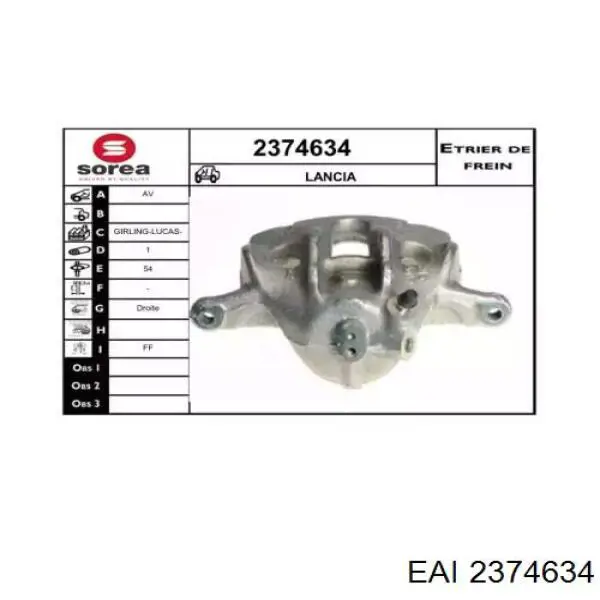 9946587 Fiat/Alfa/Lancia suporte do freio dianteiro direito