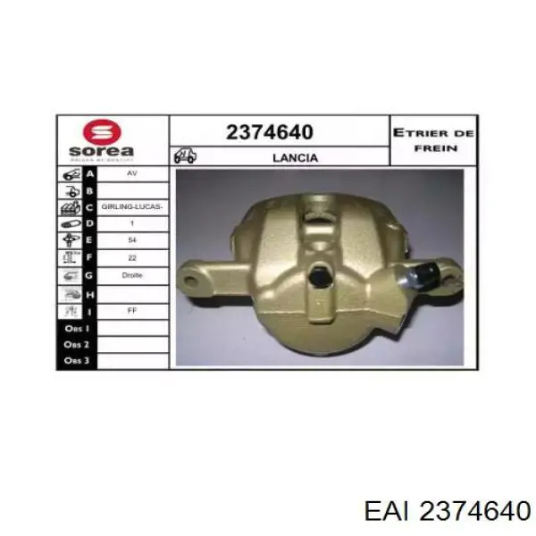 2374640 EAI suporte do freio dianteiro direito