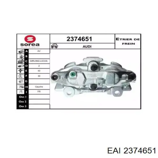 Суппорт тормозной передний левый 4D0615107B VAG