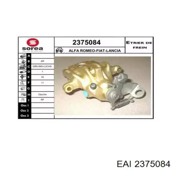 2375084 EAI suporte do freio traseiro direito