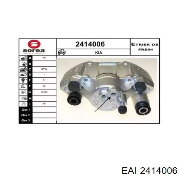 2414006 EAI suporte do freio dianteiro direito