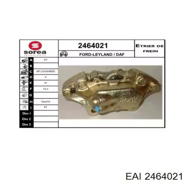 Суппорт тормозной передний левый 2464021 EAI