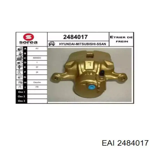 Суппорт тормозной передний левый 2484017 EAI