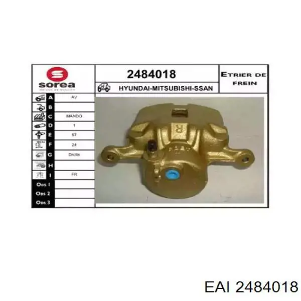 Суппорт тормозной передний правый HB401004 Hyundai/Kia