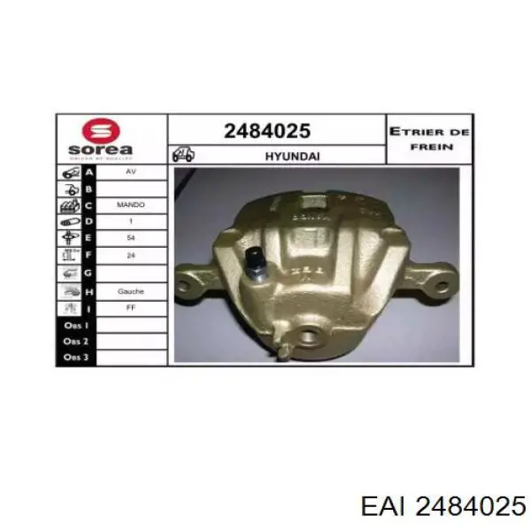 Суппорт тормозной передний левый 2484025 EAI