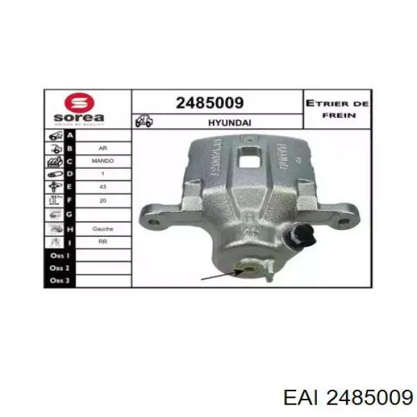 2485009 EAI suporte do freio traseiro esquerdo