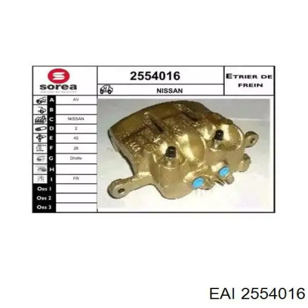 Суппорт тормозной передний правый 2554016 EAI