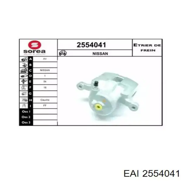 Суппорт тормозной передний левый 2554041 EAI