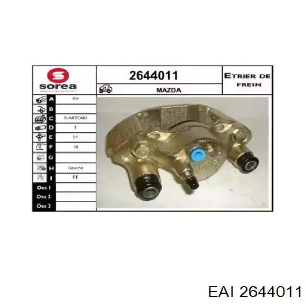 Суппорт тормозной передний левый BL5333990 Mazda