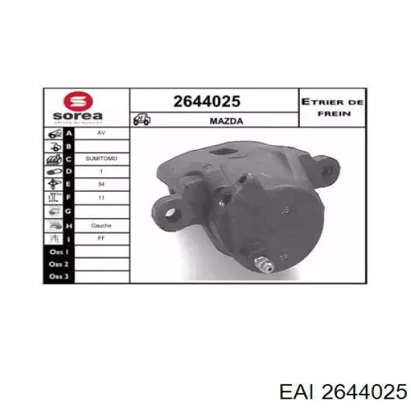 Суппорт тормозной передний левый B00133990C Mazda