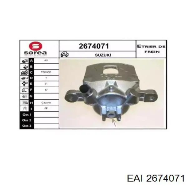 Суппорт тормозной передний левый 4605A787 Chrysler