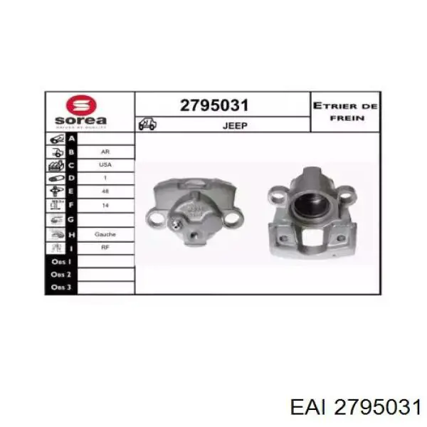 2795031 EAI suporte do freio traseiro esquerdo
