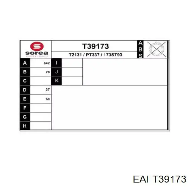 T39173 EAI semieixo (acionador dianteiro esquerdo)