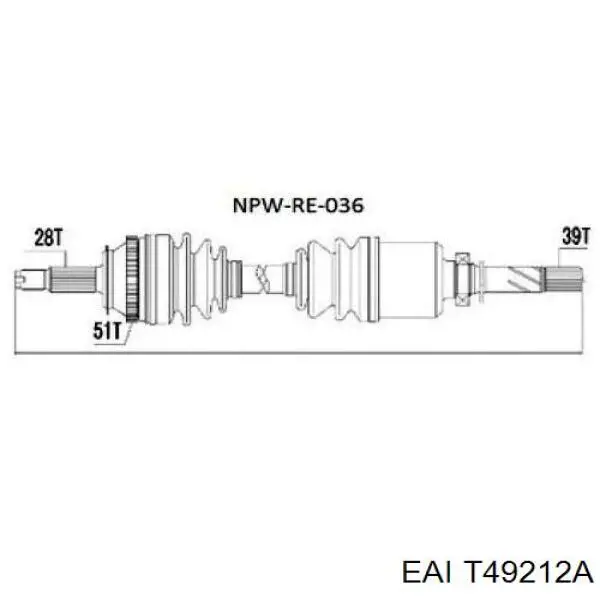 Полуось (привод) передняя правая T49212A EAI