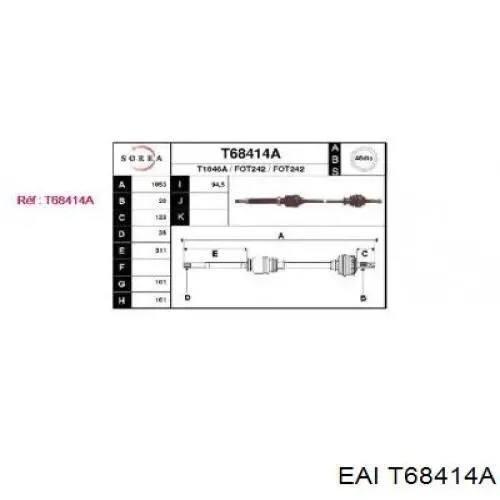 Правая полуось T68414A EAI