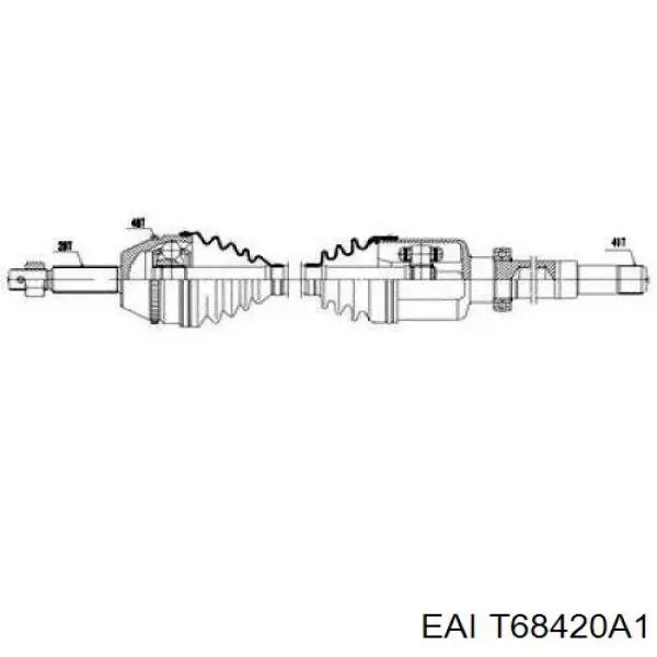 Полуось (привод) передняя правая T68420A1 EAI