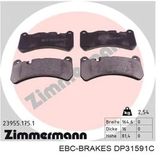 Передние тормозные колодки DP31591C EBC Brakes