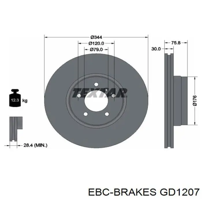 Передние тормозные диски GD1207 EBC Brakes