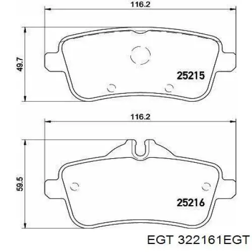 Задние тормозные колодки 322161EGT EGT